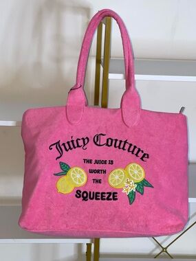 Juicy Couture Pink Terry Texture Daisy Style Shopping Tote UK Version